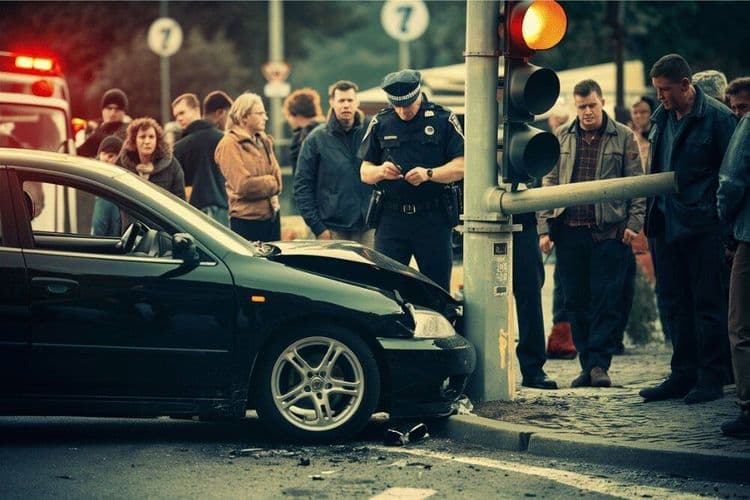 Автомобиль попал в небольшую аварию на светофоре